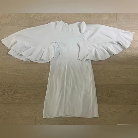 Chloe Cute Blue Viscose Blend Wing Sleeve Dress - Picture 7 of 8